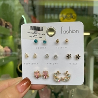  عکس1 پک گوشواره هفت جفتی طلایی